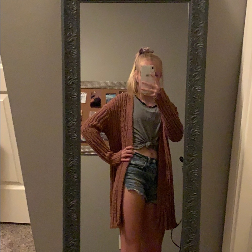 brown cardigan